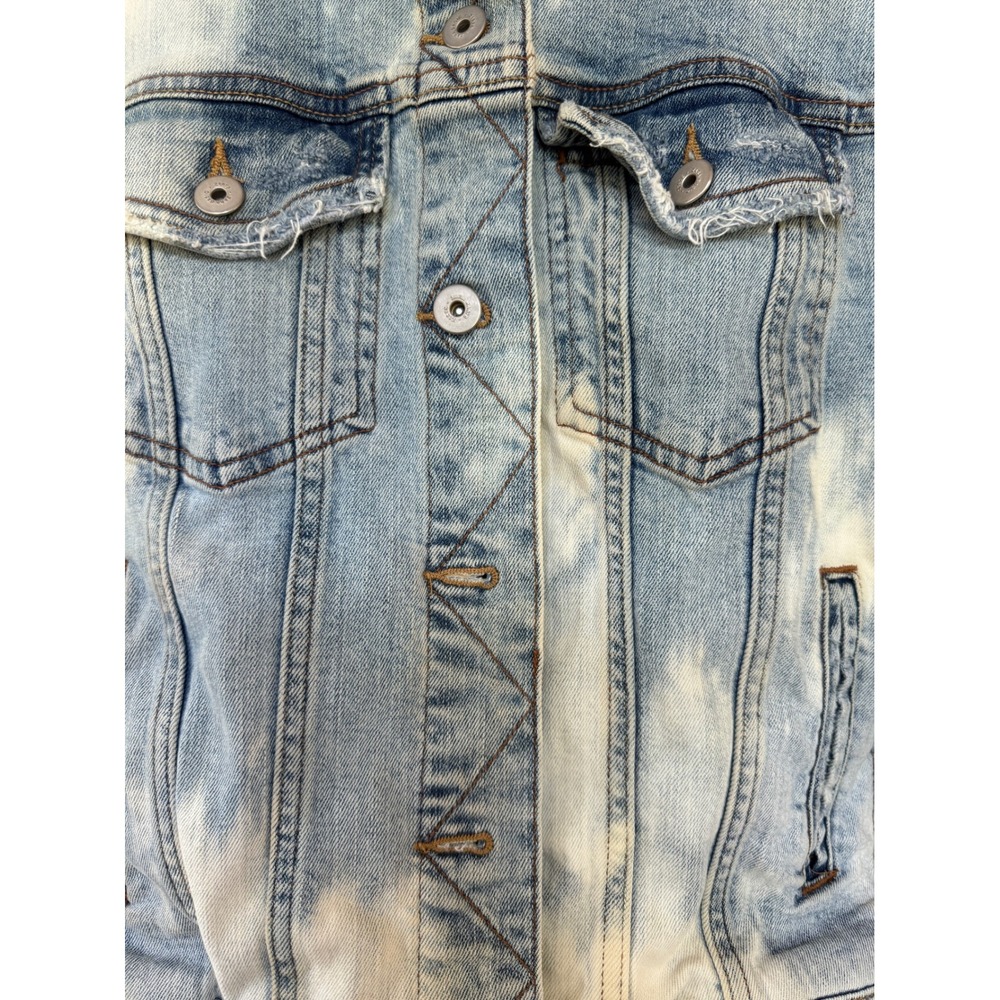 One of a Kind Bleached Distressed Denim Jacket Vintage Love Art Patch Small - Picture 6 of 13